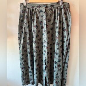 Jessie Vintage Floral Button Up Skirt L